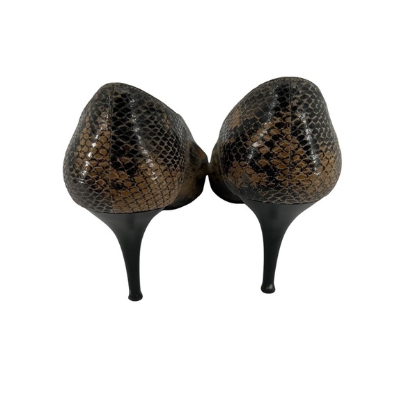 Stuart Weitzman Brown Pointed Toe Snakeskin Heels Size 8 1/2 Women’s - Picture 6 of 9